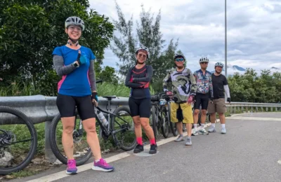 Enjoying moment during the cycling tour thru Hai Van Pass