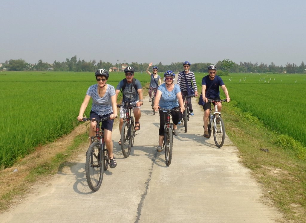 Cycling tourists on the road