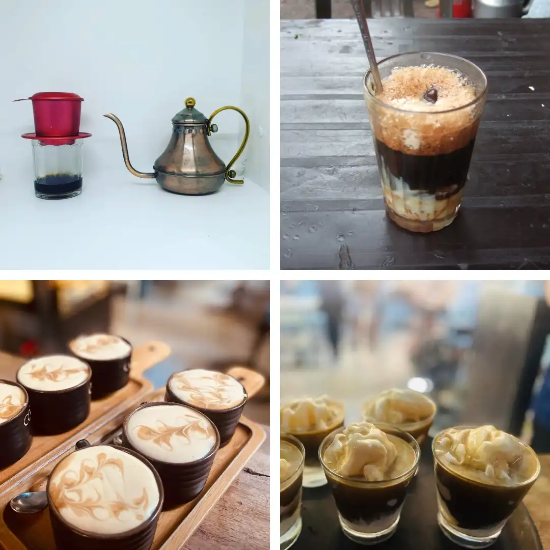 4 kinds of Vietnamese coffee in on picture