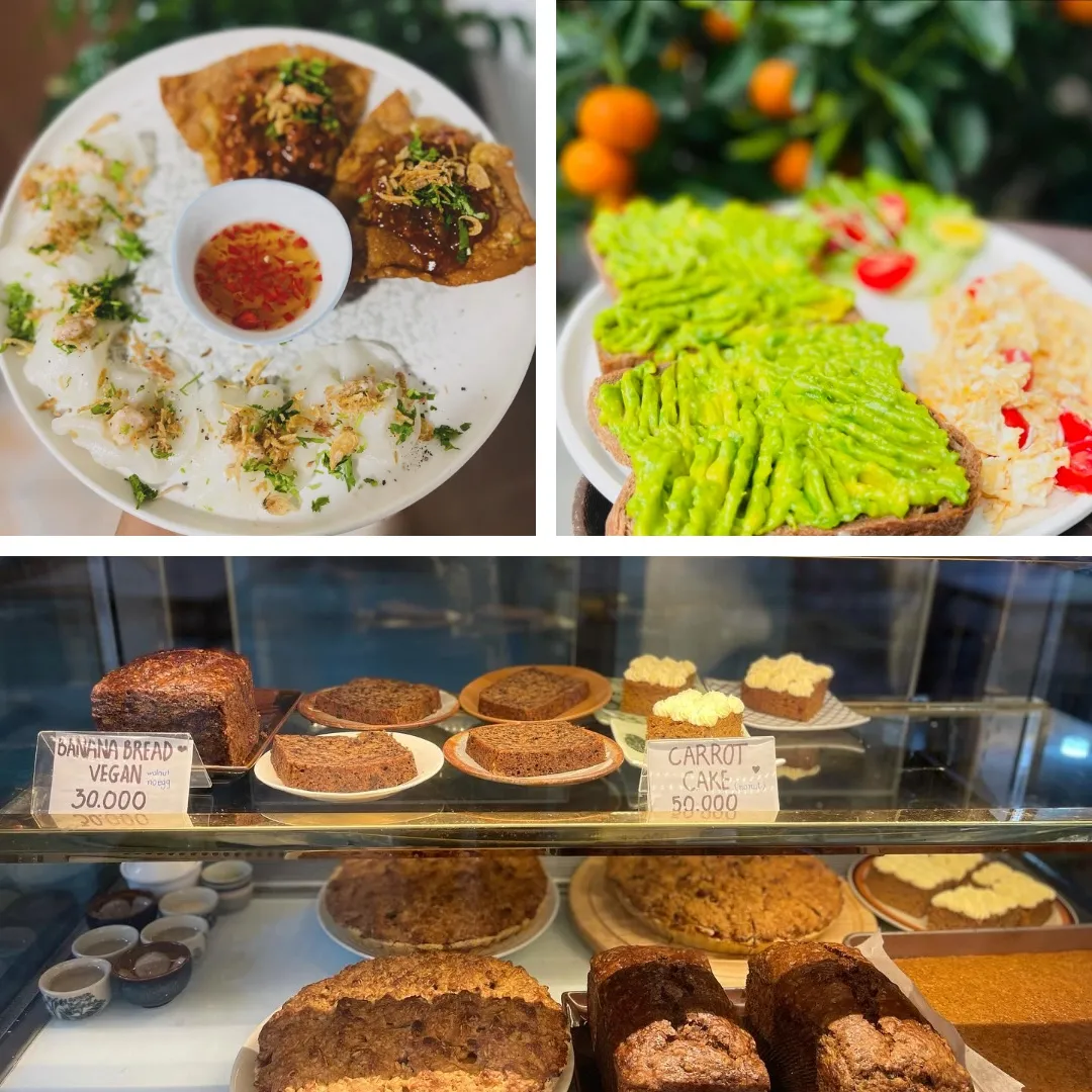 Picture of Wonton, White Roses, Avocado Toast with scramble eggs, Vegan Banana Bread, Cakes