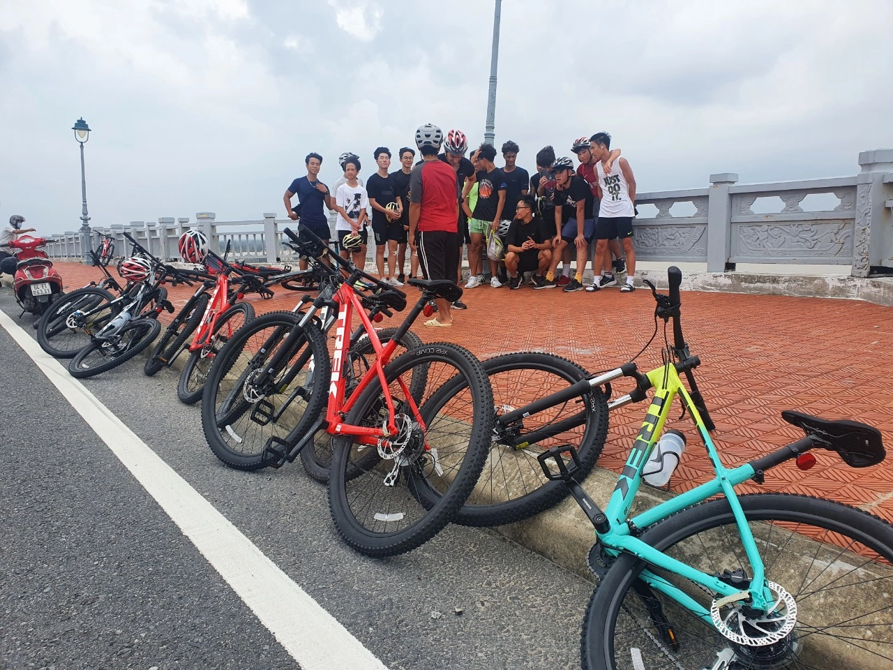 Tourists enjoying cycling tour