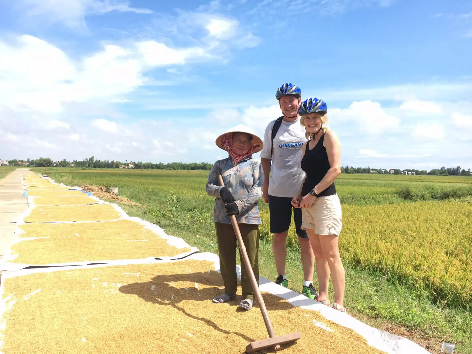 Rice drying process in Vietnam